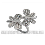 Heavy Metal Jewelry Ladies Butterfly Stone Ring Stainless Steel SR2504