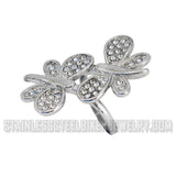 Heavy Metal Jewelry Ladies Butterfly Stone Ring Stainless Steel SR2504