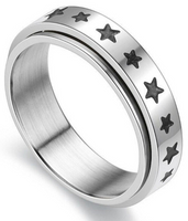 "Stars" Spinner Ring Unisex Wedding Band Stainless Steel SR25