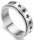"Stars" Spinner Ring Unisex Wedding Band Stainless Steel SR25