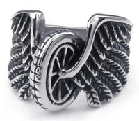 Winged Wheel Ring Stainless Steel Heavy Metal Jewelry SR27