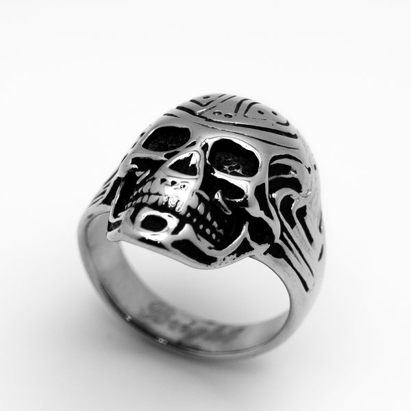 Tribal Skull Ring Men's Biker Stainless Steel SR30