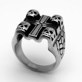 4 Skulls on a Cross Ring Old School Biker Ring Stainless Steel SR34