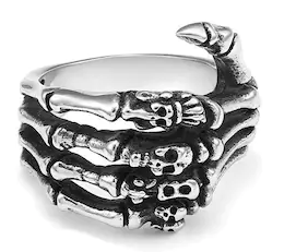 Skeleton Hand Ring Unisex Biker Ring Stainless Steel SR38 – Stainless ...