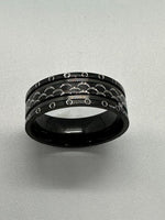 8mm Black Intricate Cut Comfort Fit Ring / Wedding Band Stainless Steel SR42