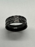 8mm Black Intricate Cut Comfort Fit Ring / Wedding Band Stainless Steel SR42