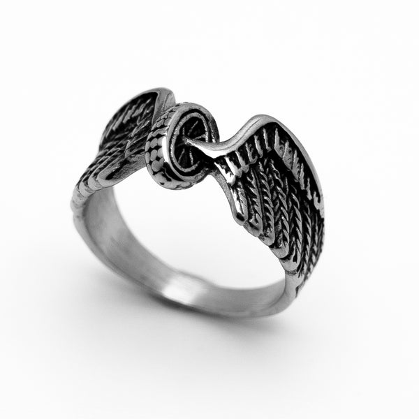 Ladies Winged Wheel Ring Motorcycle Biker Ring Stainless Steel SR44