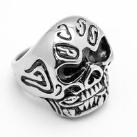Huge Skull Ring with Red Rose Ring Biker Jewelry Stainless Steel  SR46