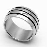 3 Line Ring 12mm Wide Wedding Band Biker Jewelry Men’s Stainless Steel SR48