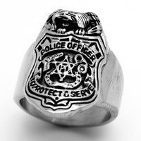 Police Shield Ring Men's Stainless Steel Ring SR49