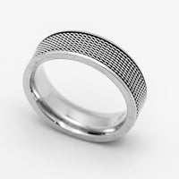 Mesh Styled Ring Unisex Wedding Band Comfort Fit Stainless Steel SR55