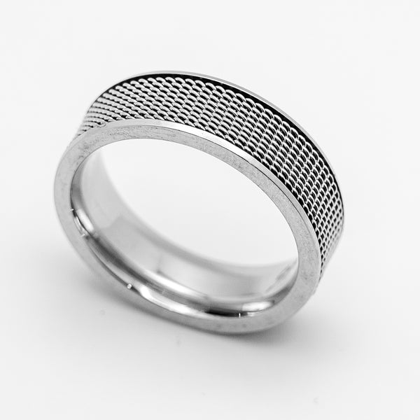 Mesh Styled Ring Unisex Wedding Band Comfort Fit Stainless Steel SR55