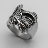 "Live to Ride - Ride to Live* Eagle Ring Stainless Steel Biker Ring SR58