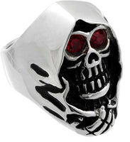 Grim Reaper Ring with Red Eyes Men's Stainless Steel SR59