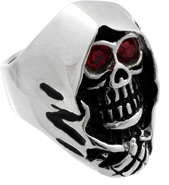 Grim Reaper Ring with Red Eyes Men's Stainless Steel SR59