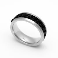 Black Cuban Chain Spinner Ring Unisex Wedding Band Stainless Steel SR5