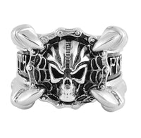 Talon Skull Ring "Freedom or Death" Stainless Steel Heavy Metal Jewelry Men's SR62