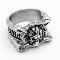 Talon Skull Ring "Freedom or Death" Stainless Steel Heavy Metal Jewelry Men's SR62