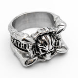 Talon Skull Ring "Freedom or Death" Stainless Steel Heavy Metal Jewelry Men's SR62