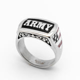 "ARMY" Signet Ring Enameled USA Military Stainless-Steel Unisex sizes 5-15 Heavy Metal Jewelry SR63
