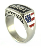 "ARMY" Signet Ring Enameled USA Military Stainless-Steel Unisex sizes 5-15 Heavy Metal Jewelry SR63