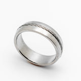 Inlaid Cable Satin Finish Comfort Fit Ring Unisex Stainless Steel Wedding Band SR65