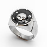 Round Pirate Skull & Crossbones Ring Heavy Biker Jewelry Stainless Steel SR66
