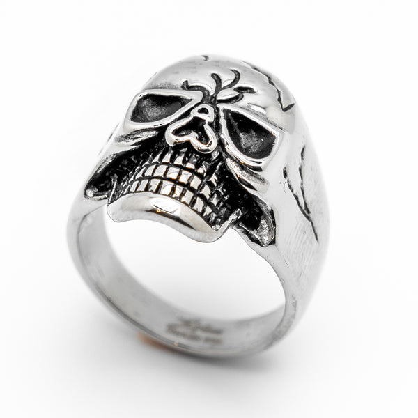 Cracked Skull Biker Ring Men's Stainless Steel SR68