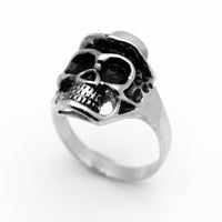 Top Hat Skull Men's Stainless-Steel Old-School Biker Ring SR6