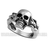 Hot Skull Ring with Two Hot Women Men's Stainless Steel SR70