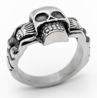 Hot Skull Ring with Two Hot Women Men's Stainless Steel SR70