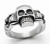 Hot Skull Ring with Two Hot Women Men's Stainless Steel SR70