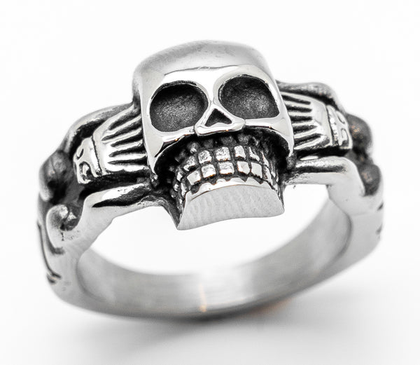 Hot Skull Ring with Two Hot Women Men's Stainless Steel SR70