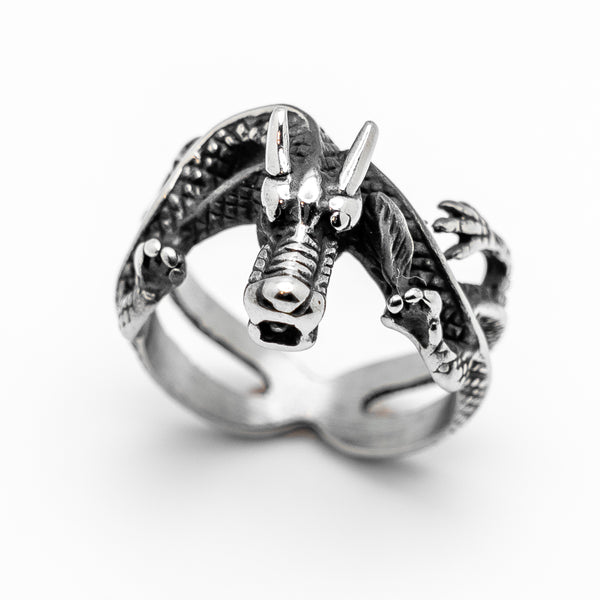 3-D Dragon Ring Stainless Steel Unisex Biker Ring SR73