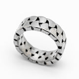 Woven Curb Chain Ring or Wedding Band Unisex Biker Jewelry Stainless Steel SR74