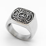 Firefighter's Maltese Cross Ring Black Stainless Steel Firefighter Ring SR75