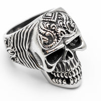 Hugh Intricate Skull Ring Biker Jewelry Heavy Stainless Steel SR76