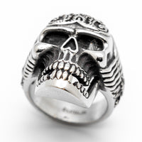 Hugh Intricate Skull Ring Biker Jewelry Heavy Stainless Steel SR76