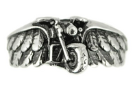 Winged Motorcycle Ring Unisex Biker Jewelry Stainless Steel SR78