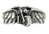 Winged Motorcycle Ring Unisex Biker Jewelry Stainless Steel SR78