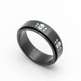 Black Skull & Crossbones Stainless Steel Spinner Ring Unisex Wedding Band SR80