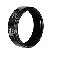 Black Skull & Crossbones Stainless Steel Spinner Ring Unisex Wedding Band SR80