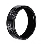 Black Skull & Crossbones Stainless Steel Spinner Ring Unisex Wedding Band SR80