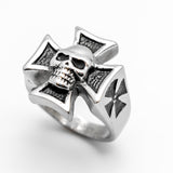 Iron Cross & Skull Ring Unisex Biker Jewelry Stainless Steel SR81