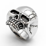 Cracked Skull Ring Men's Biker Ring Heavy Stainless Steel SR85