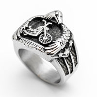 Motorcycle & Eagle Ring Biker Stainless Steel Ring SR86