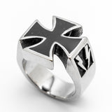 Black Iron Cross Ring Enameled Stainless Steel Ring Biker Jewelry SR90