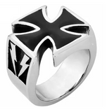 Black Iron Cross Ring Enameled Stainless Steel Ring Biker Jewelry SR90