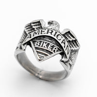 American Biker Eagle Banner Ring Stainless Steel Unisex Biker Jewelry SR93