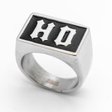 "HD" Signet Ring Biker Stainless Steel Heavy Metal Jewelry SR95